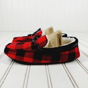 NEW Nordstrom Rack Womens Slippers Bonfire Red Black Buffalo Check Slippers M623